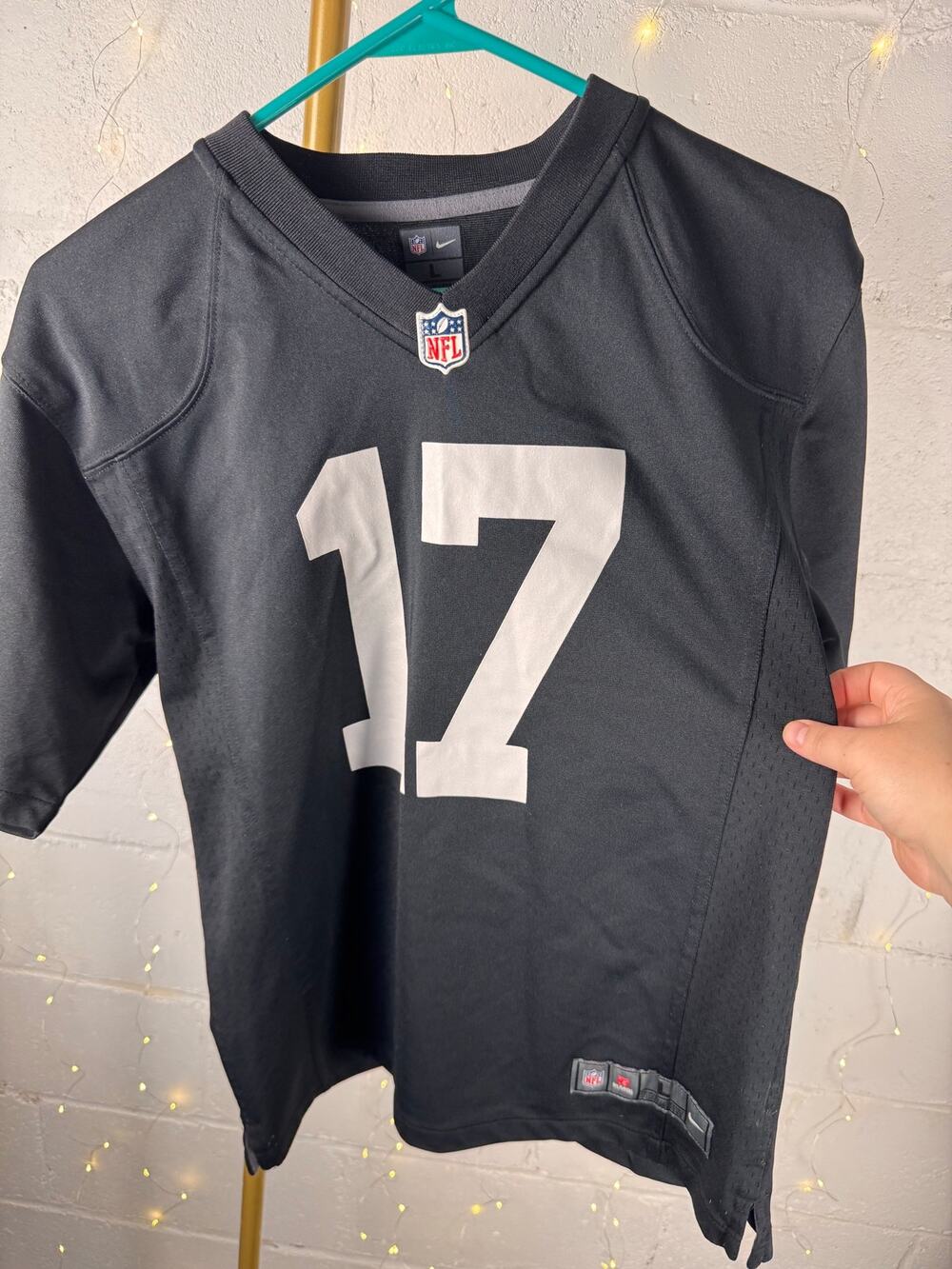 nike las vegas raiders davante adams #17 nfl jersey youth l 14/16 black